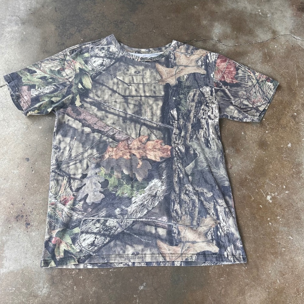 Mossy Oak T-Shirt Mens Large Brown Camo Excellent Break-Up Country Hunting Tee